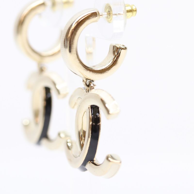Chanel Gold Big Comic Mark Hoop Earrings