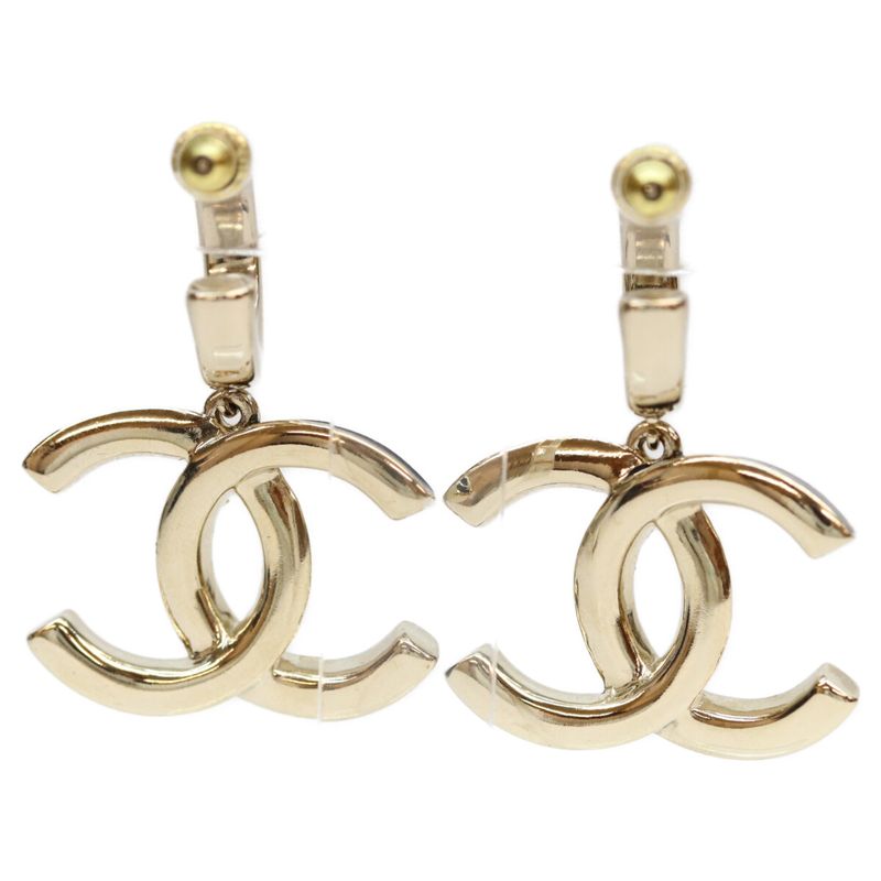 Chanel Gold Big Comic Mark Hoop Earrings