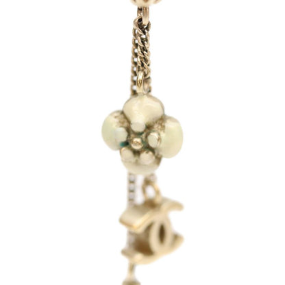 Chanel Gold CC Logo Clover Chain Pearce Earrings