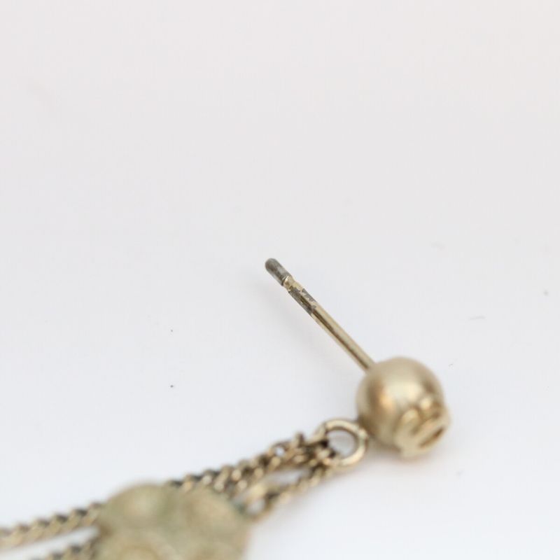 Chanel Gold CC Logo Clover Chain Pearce Earrings