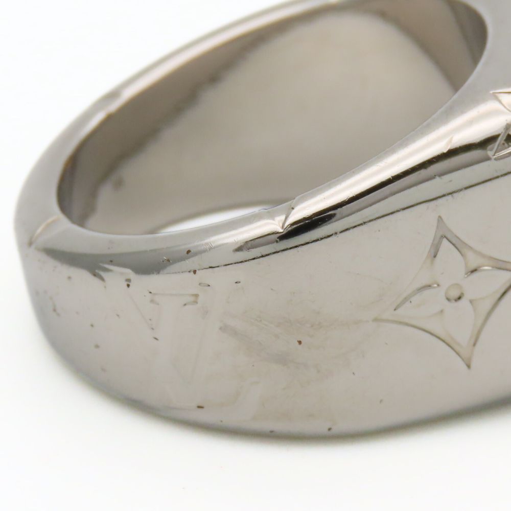 Louis Vuitton Ring Signet Monogram Metal Silver Plated