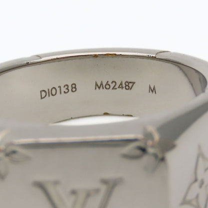 Louis Vuitton Ring Signet Monogram Metal Silver Plated