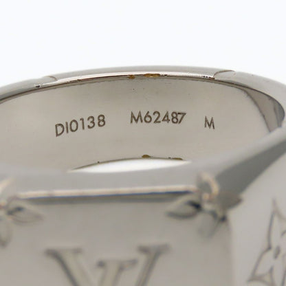 Louis Vuitton Ring Signet Monogram Metal Silver Plated