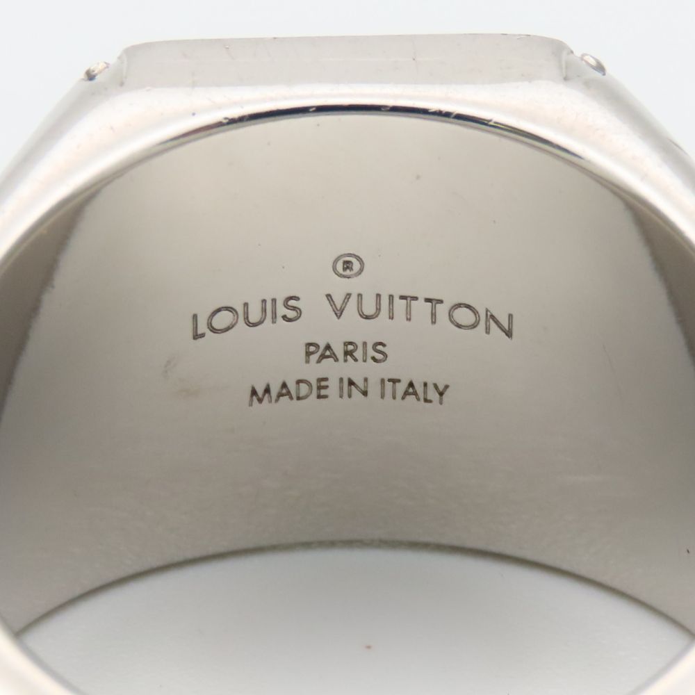 Louis Vuitton Ring Signet Monogram Metal Silver Plated