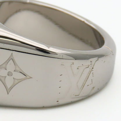 Louis Vuitton Ring Signet Monogram Metal Silver Plated