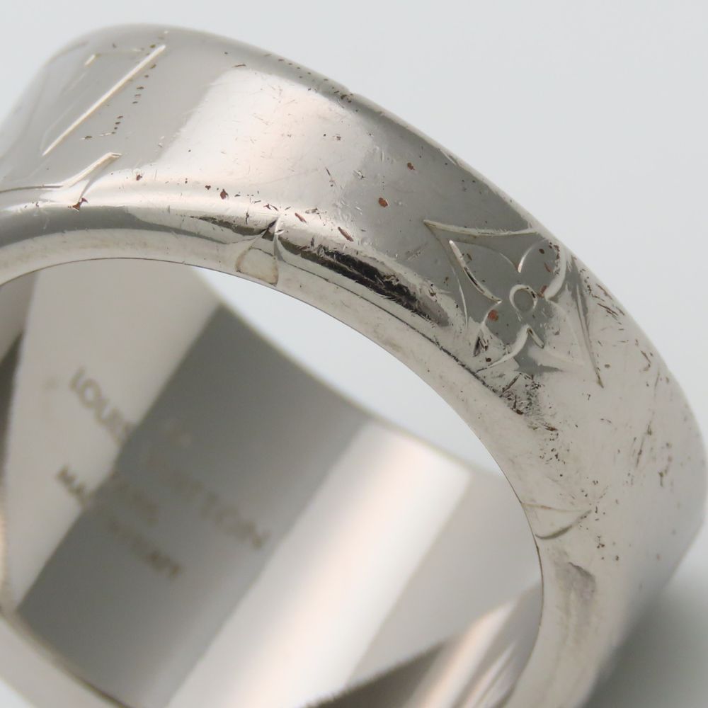 Louis Vuitton Ring Signet Monogram Metal Silver Plated