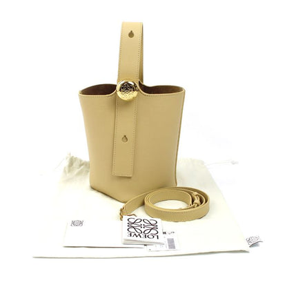 Loewe Pebble Bucket Mini 2-Way Shoulder Bag Dark Butterfly Beige Dark Butter-beige