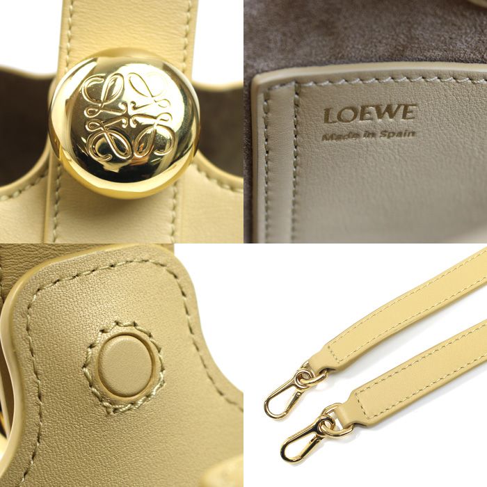 Loewe Pebble Bucket Mini 2-Way Shoulder Bag Dark Butterfly Beige Dark Butter-beige