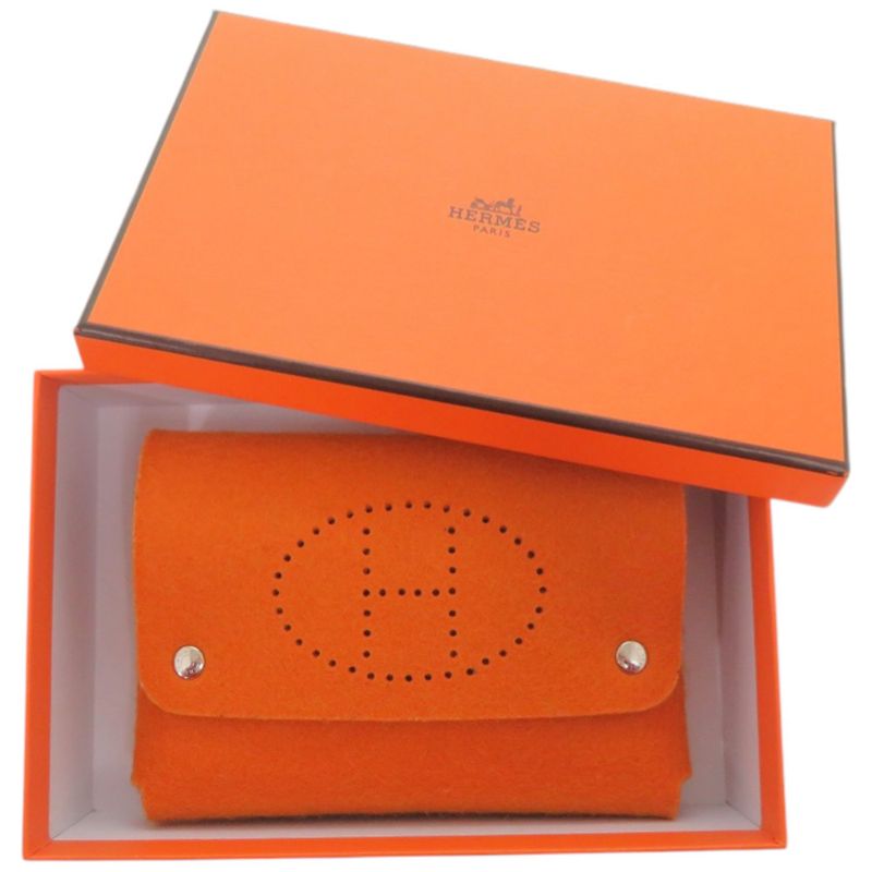 Hermes Playing Card Case Etui Carte GM Felt Orange