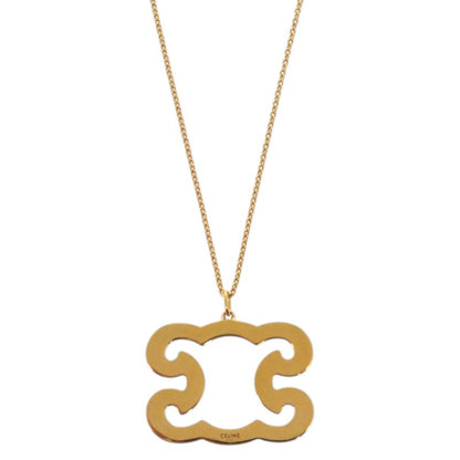 Celine Triomphe Sparkle Metal Rhinestone Gold Necklace