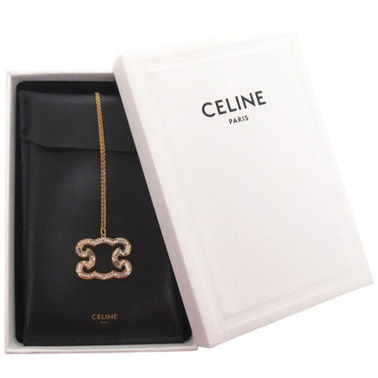 Celine Triomphe Sparkle Metal Rhinestone Gold Necklace