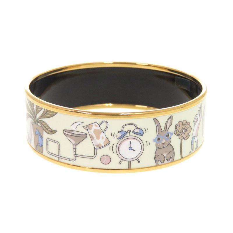 Hermes Enamel GM Tea for Two Metal Multicolor Bangle Bracelet