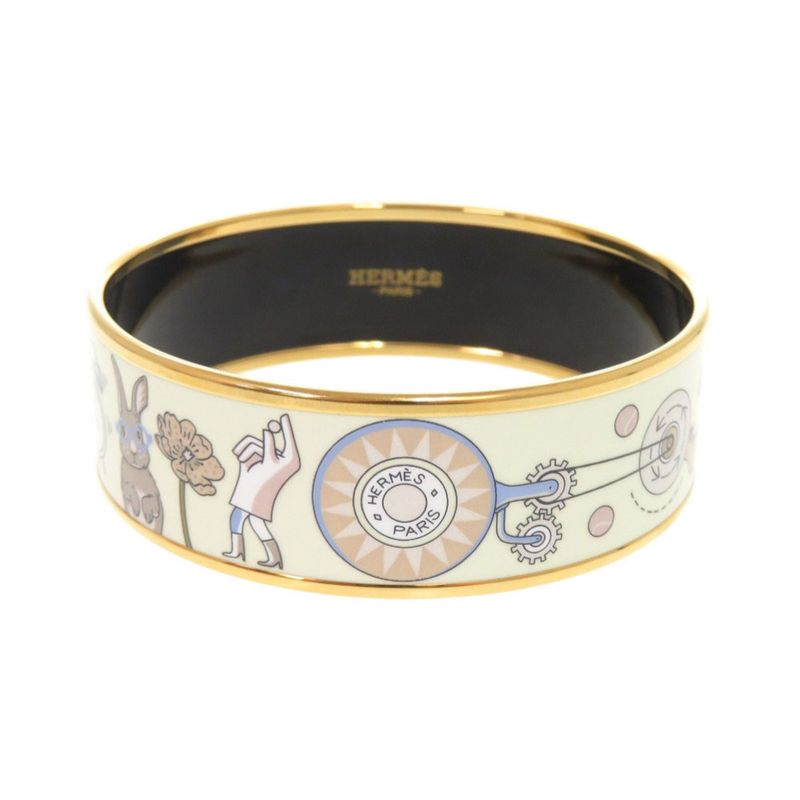 Hermes Enamel GM Tea for Two Metal Multicolor Bangle Bracelet