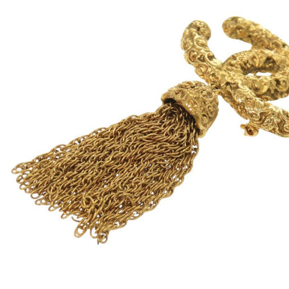 Chanel Lava CC Logo Fringe Brooch Metal Gold