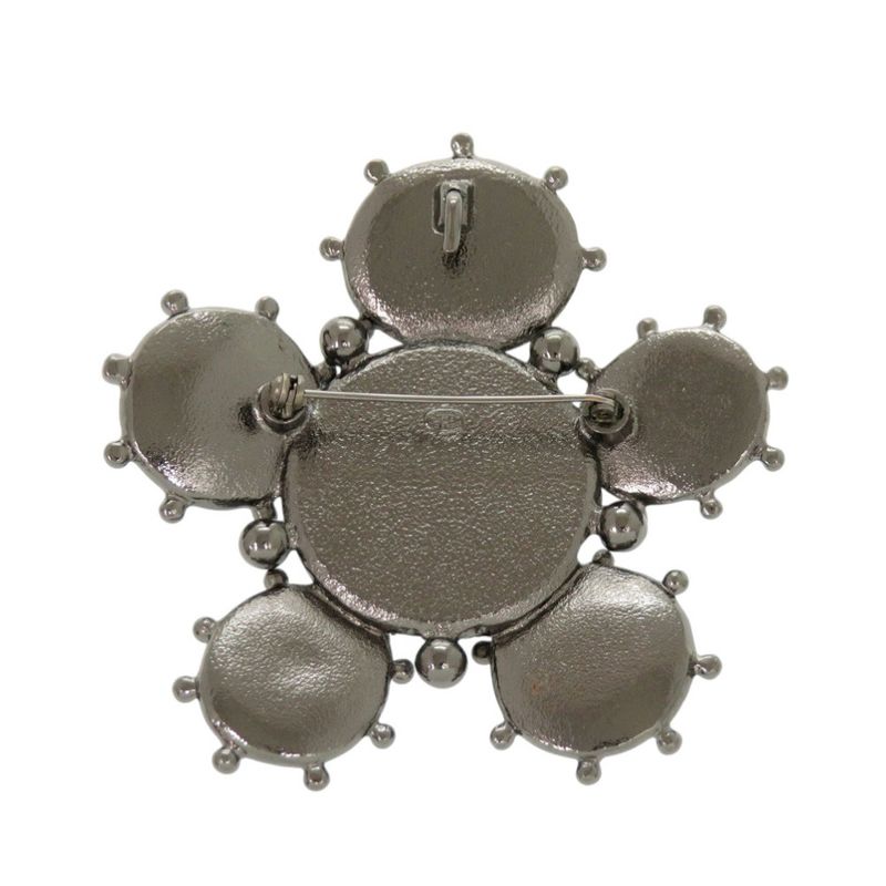 Chanel CC Logo Metal Black Silver Brooch