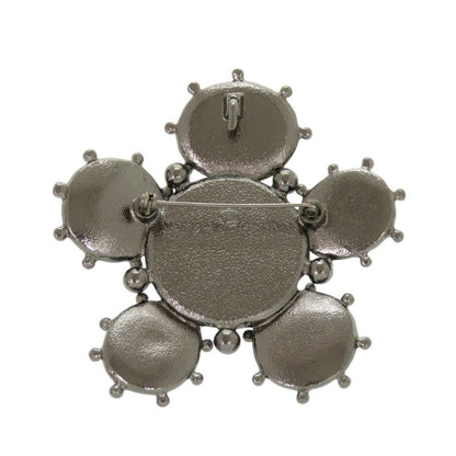 Chanel CC Logo Metal Black Silver Brooch
