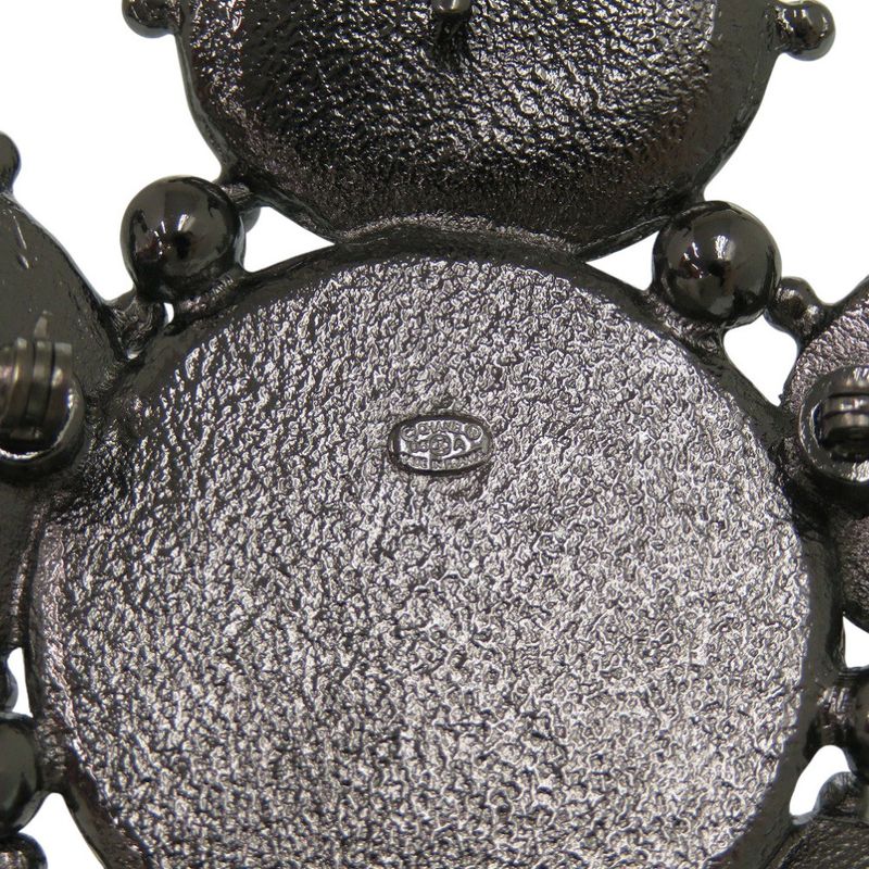 Chanel CC Logo Metal Black Silver Brooch