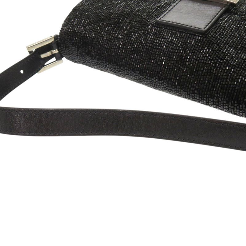 Fendi Mamma Bucket Beads Leather Black Handbag