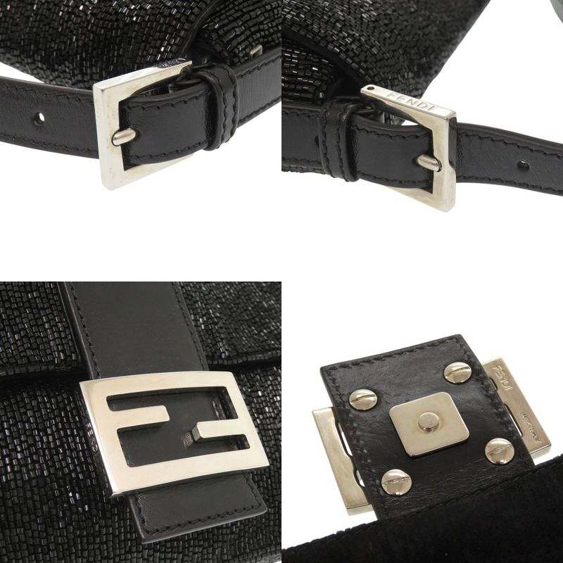 Fendi Mamma Bucket Beads Leather Black Handbag