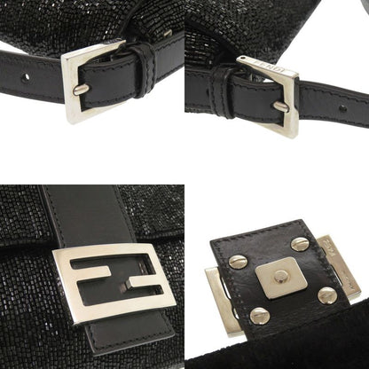 Fendi Mamma Bucket Beads Leather Black Handbag