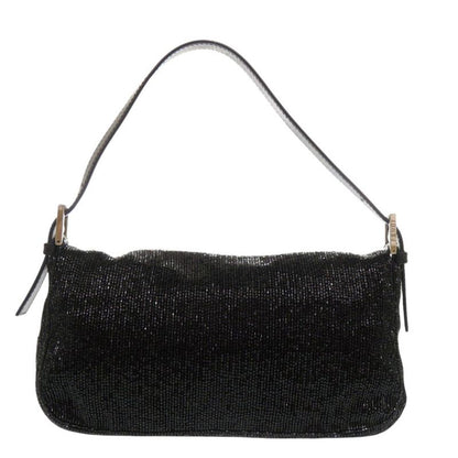 Fendi Mamma Bucket Beads Leather Black Handbag