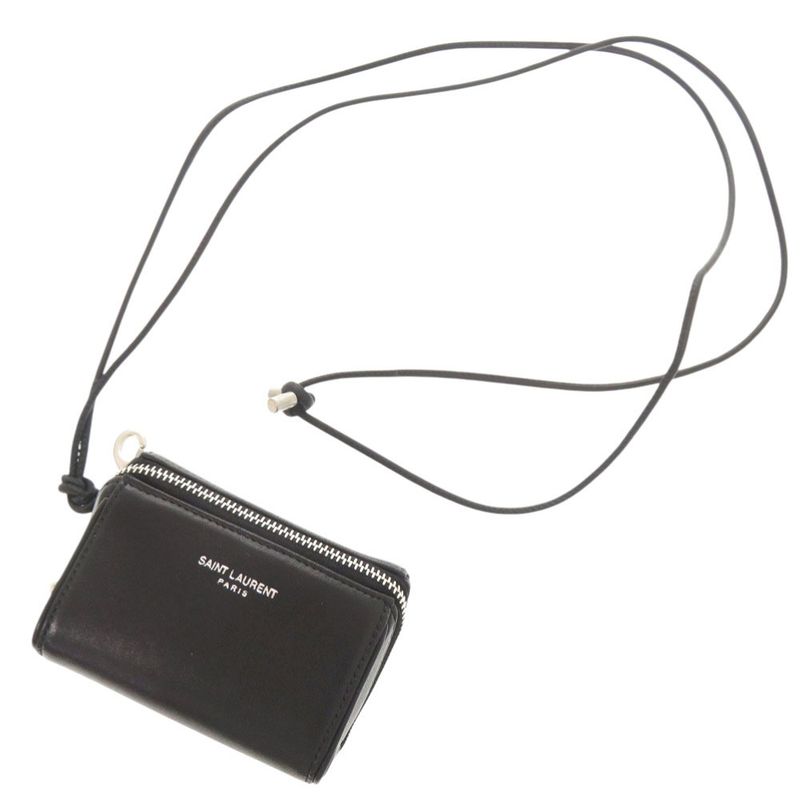 Saint Laurent Paris 2-Way Neck Strap Fragment Zip Box Silver Shoulder Bag