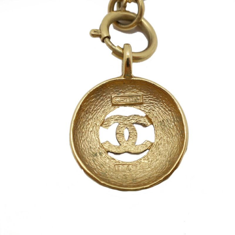 Chanel Necklace Round CC Logo Vintage Gold