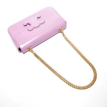 Celine Shoulder Bag Triomphe Chain Shiny Calfskin