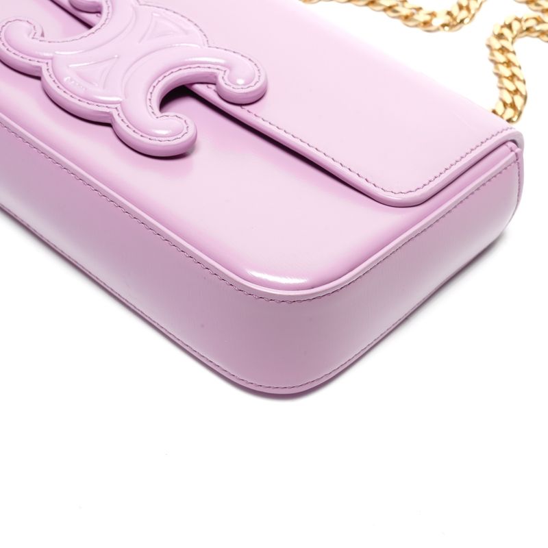 Celine Shoulder Bag Triomphe Chain Shiny Calfskin