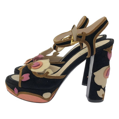 Prada Flower Sandal Suede Black
