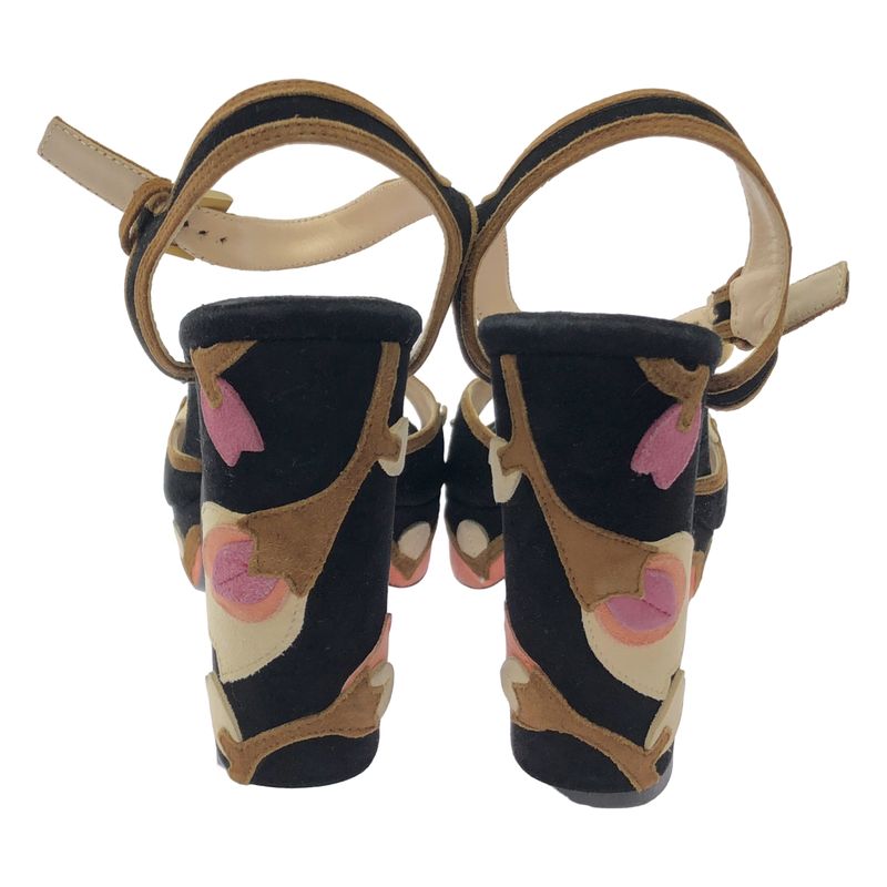 Prada Flower Sandal Suede Black