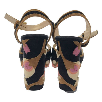 Prada Flower Sandal Suede Black