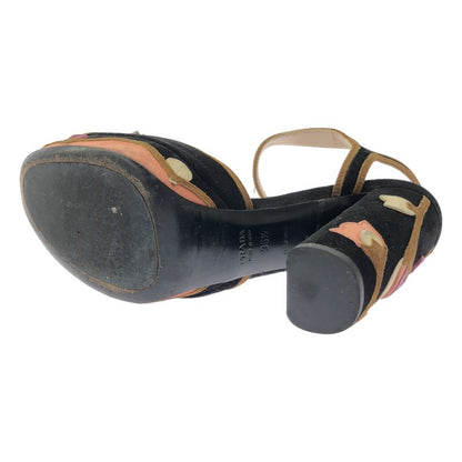 Prada Flower Sandal Suede Black