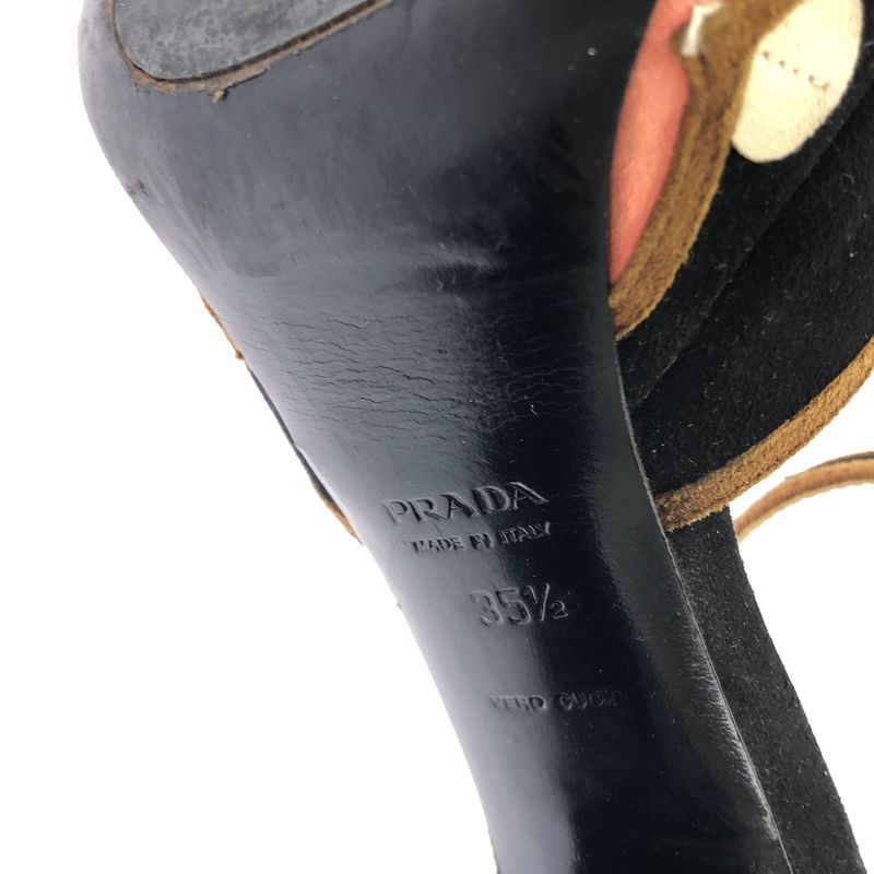 Prada Flower Sandal Suede Black