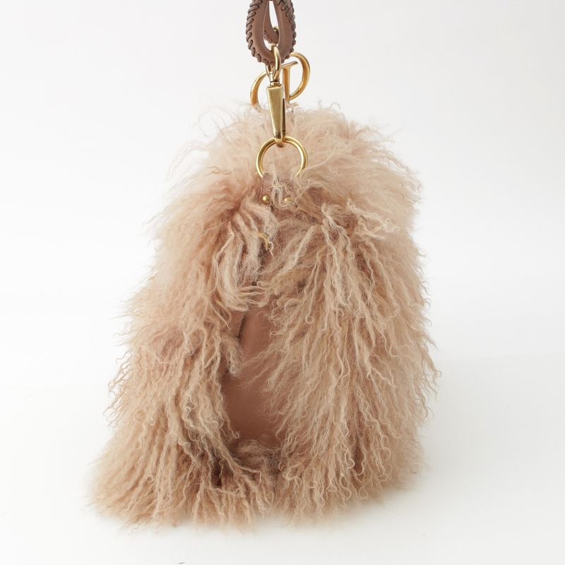 Dior Leather Galiano Era Hiver Libertine Hobo Shoulder Bag Pink Beige