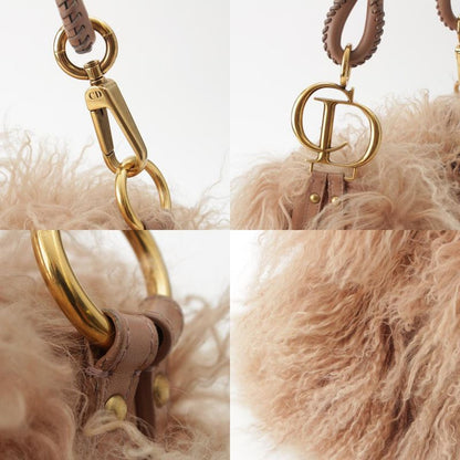 Dior Leather Galiano Era Hiver Libertine Hobo Shoulder Bag Pink Beige