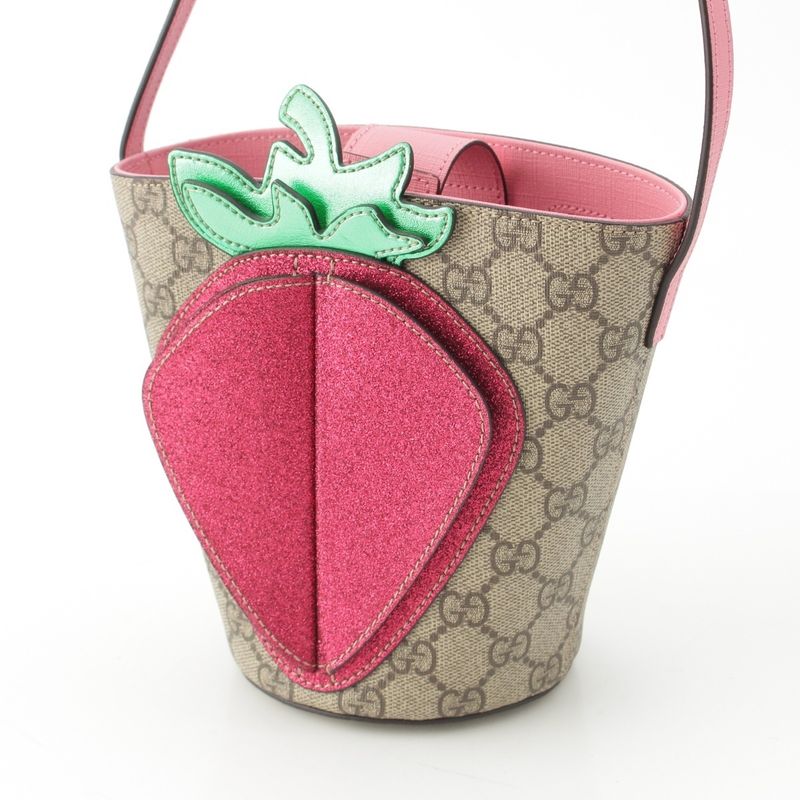 Gucci GG Supreme Strawberry Handbag Beige
