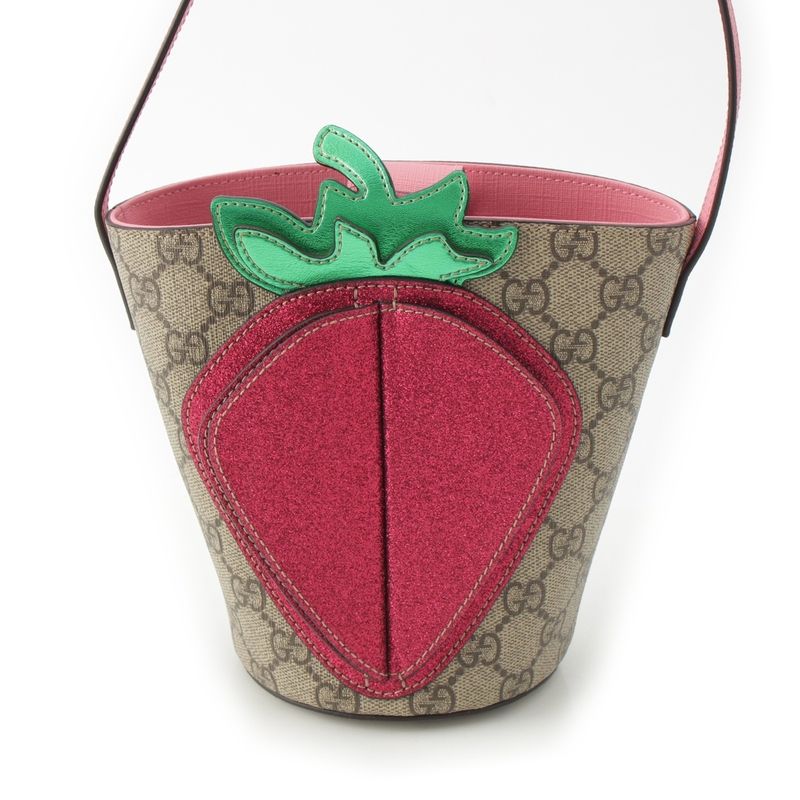 Gucci GG Supreme Strawberry Handbag Beige