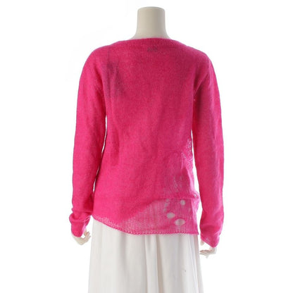 Saint Laurent Mohair Silk Lame Knit Sweater Top Pink