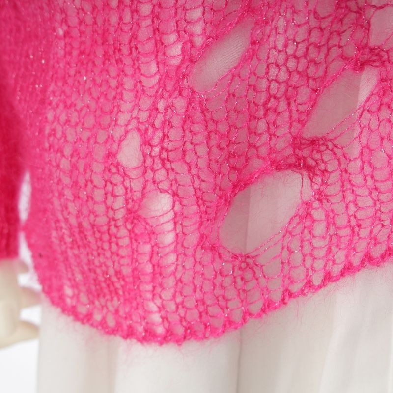 Saint Laurent Mohair Silk Lame Knit Sweater Top Pink
