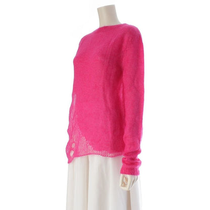 Saint Laurent Mohair Silk Lame Knit Sweater Top Pink