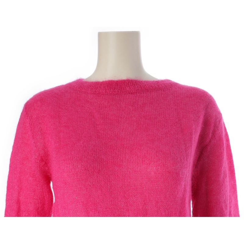 Saint Laurent Mohair Silk Lame Knit Sweater Top Pink