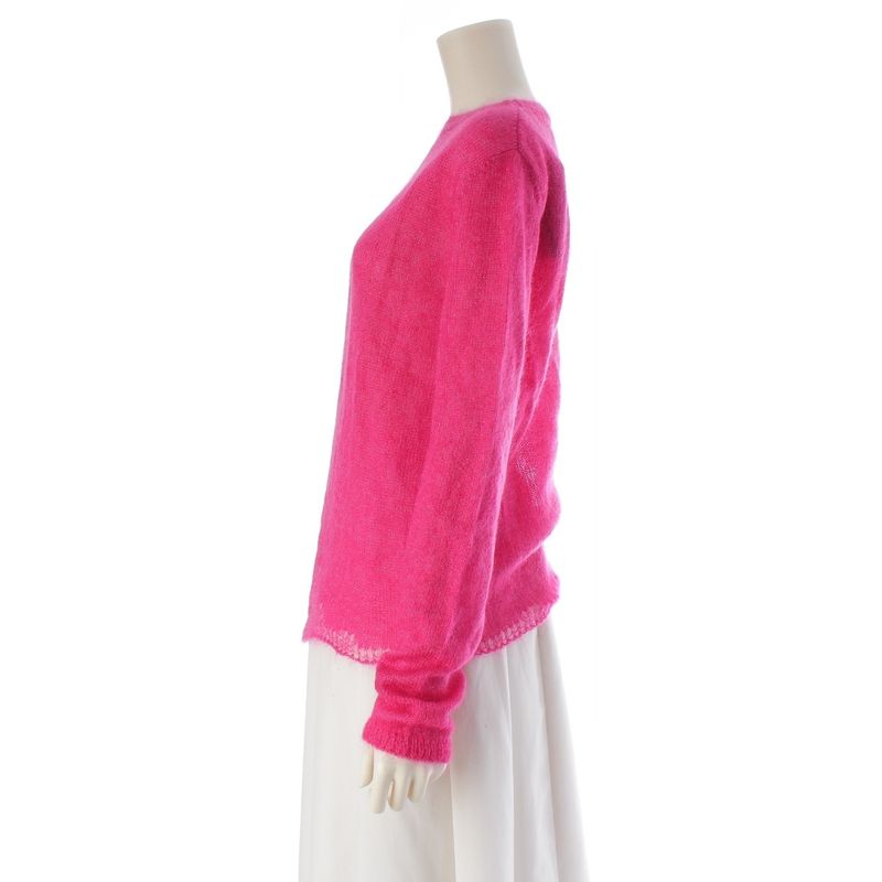 Saint Laurent Mohair Silk Lame Knit Sweater Top Pink