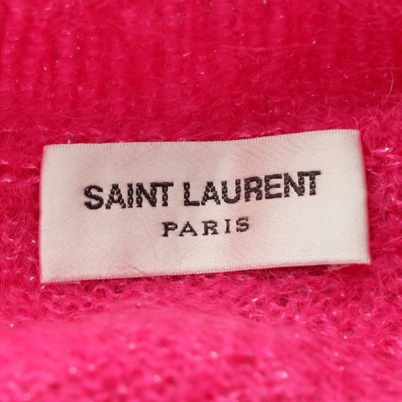 Saint Laurent Mohair Silk Lame Knit Sweater Top Pink