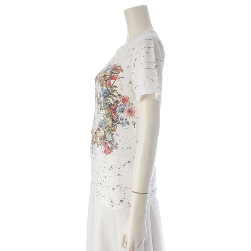 Dior Cotton Zodiac All Over Pattern Crew Neck Short Sleeve T-Shirt White Multicolor