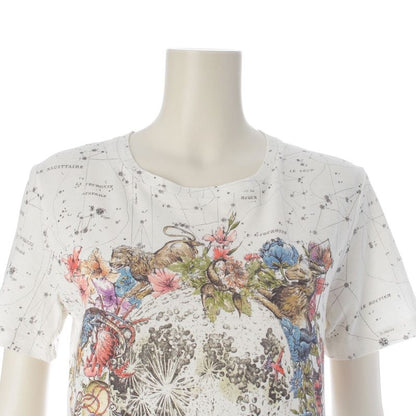 Dior Cotton Zodiac All Over Pattern Crew Neck Short Sleeve T-Shirt White Multicolor