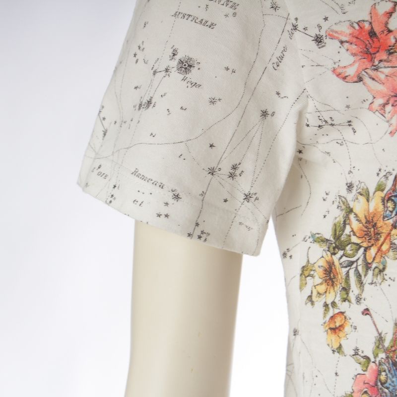 Dior Cotton Zodiac All Over Pattern Crew Neck Short Sleeve T-Shirt White Multicolor