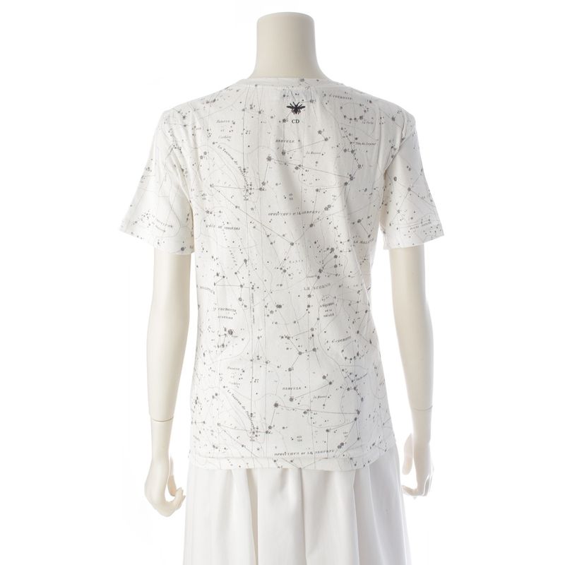 Dior Cotton Zodiac All Over Pattern Crew Neck Short Sleeve T-Shirt White Multicolor