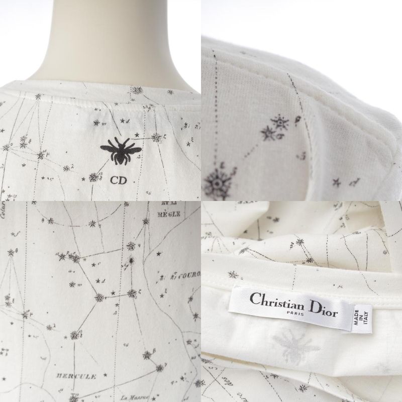 Dior Cotton Zodiac All Over Pattern Crew Neck Short Sleeve T-Shirt White Multicolor