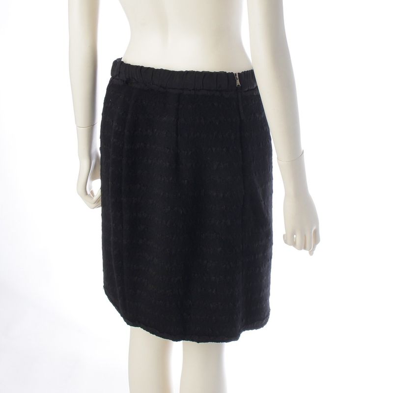 Dolce & Gabbana Wool Mohair Blend Collarless Jacket Skirt Set Black 44